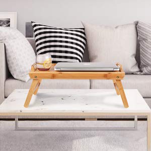Snazzy Bamboo Wood Foldable Food Tray Breakfast Table Eating Serving Bed Tray Study Laptop Bed Serving Tray With Legs For Home,B